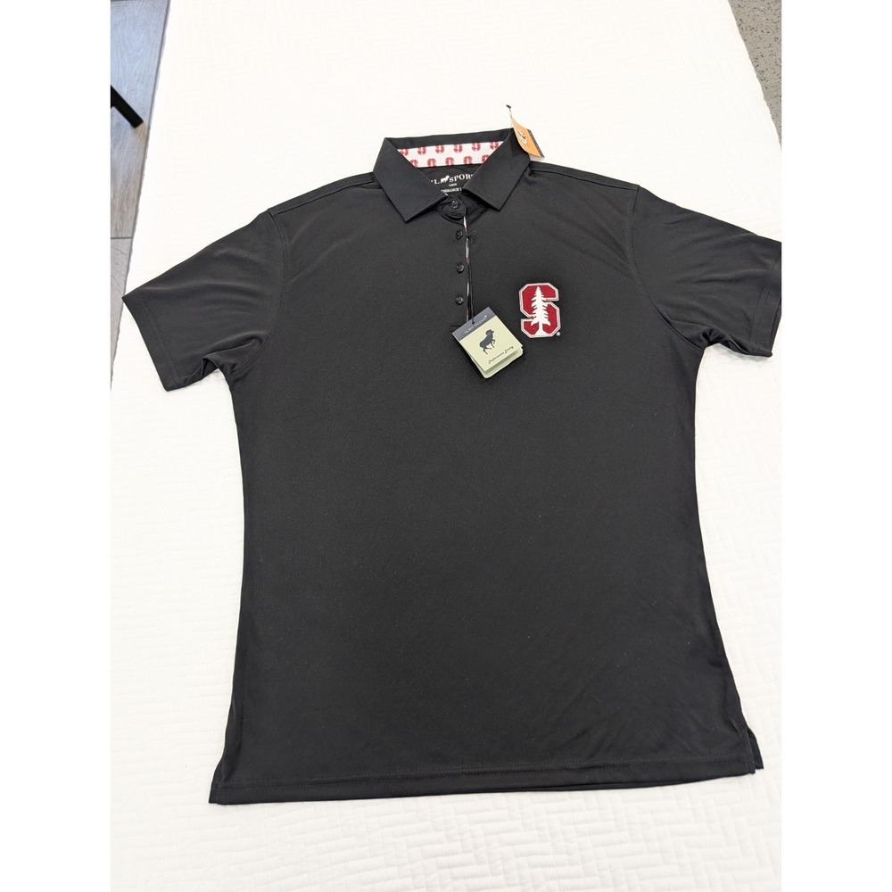 Horn Legend Sport Polo Shirt Mens L Black Performance Luxury Stanford University